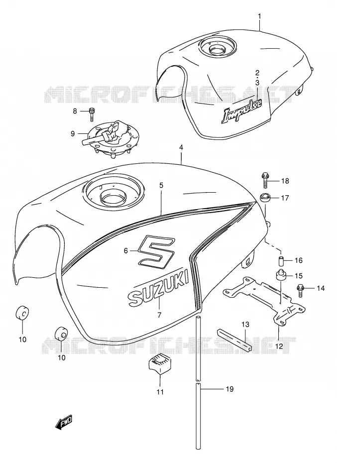 RESERVOIR D'ESSENCE Suzuki MOTO 400 GSX 1997  GSX400V(E30)