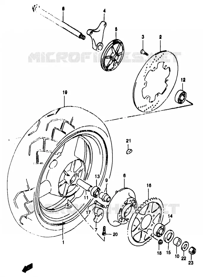 ROUE ARRIERE (GSF1200SAV/SAW/SAX/SAY) Suzuki MOTO 1200 BANDIT 2000  GSF1200SY(T/V/W/X/Y)