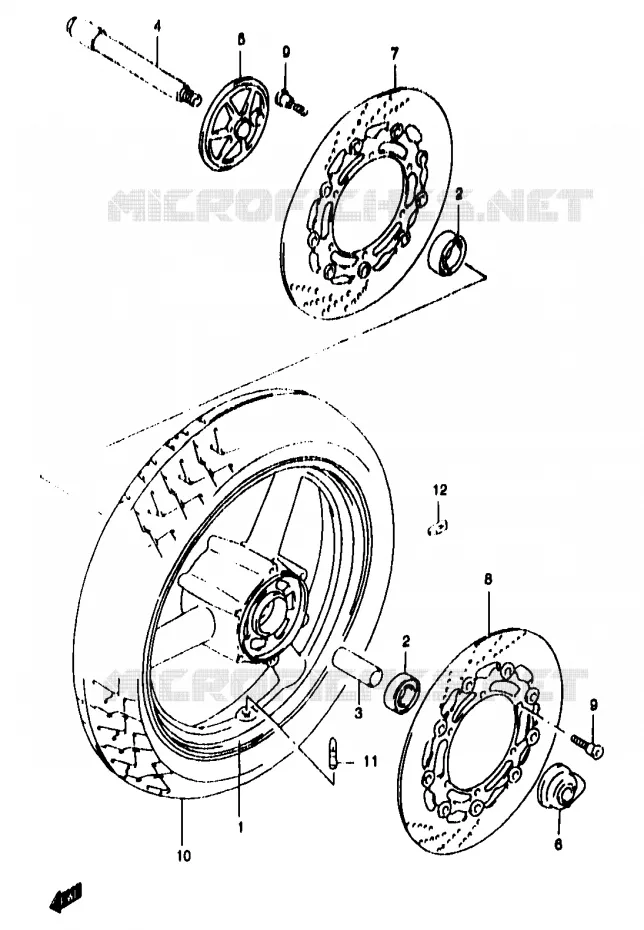 ROUE AVANT (GSF1200SAV/SAW/SAX/SAY) Suzuki MOTO 1200 BANDIT 1999  GSF1200SX(T/V/W/X/Y)