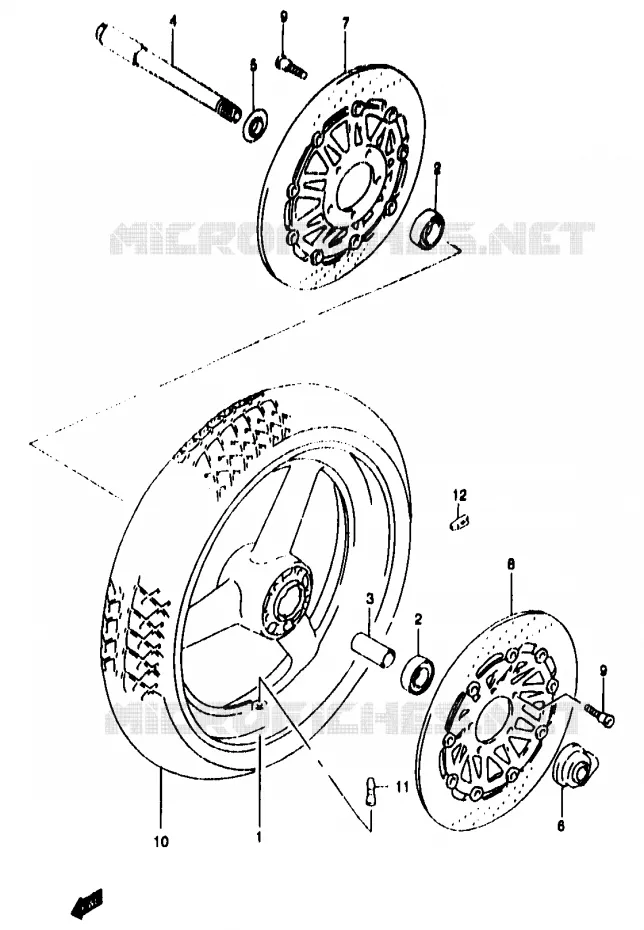 ROUE AVANT (GSF1200T/V/W/X/Y/ST/SV/SW/SX/SY) Suzuki MOTO 1200 BANDIT 1996  GSF1200T(T/V/W/X/Y)