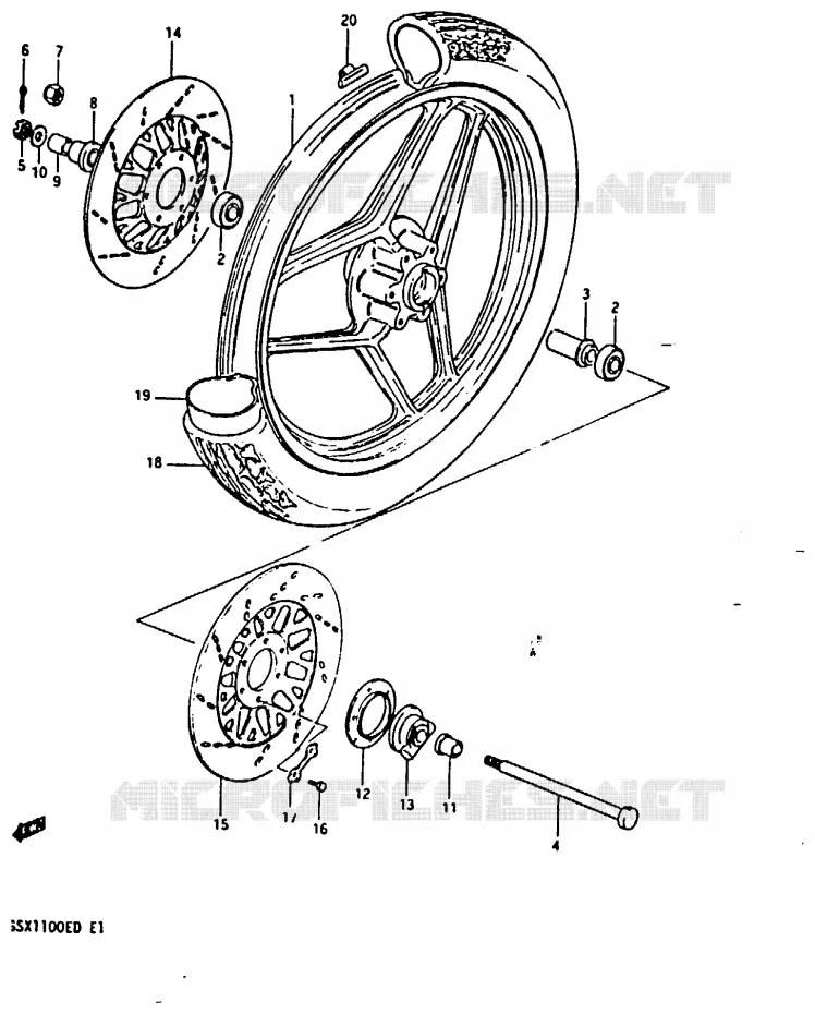 ROUE AVANT (GSX1100ED/EXD/ESD) Suzuki MOTO 1100 GSX 1983  GSX1100D(Z/D)