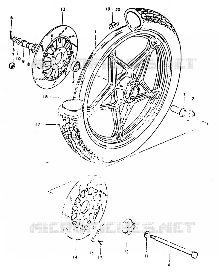 ROUE AVANT (GSX1100ET, GSX1100EX) Suzuki MOTO 1100 GSX 1981  GSX1100X(T/X)
