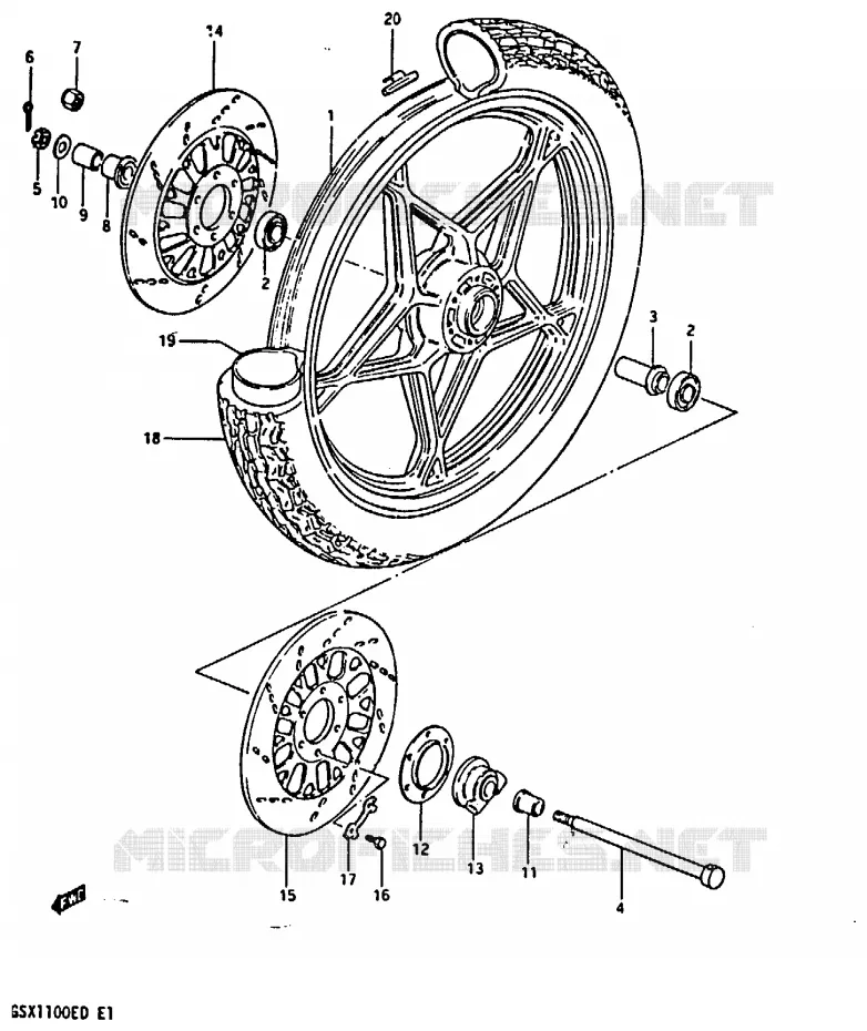 ROUE AVANT (GSX1100EZ) Suzuki MOTO 1100 GSX-E 1983  GSX1100EXD(Z/D)