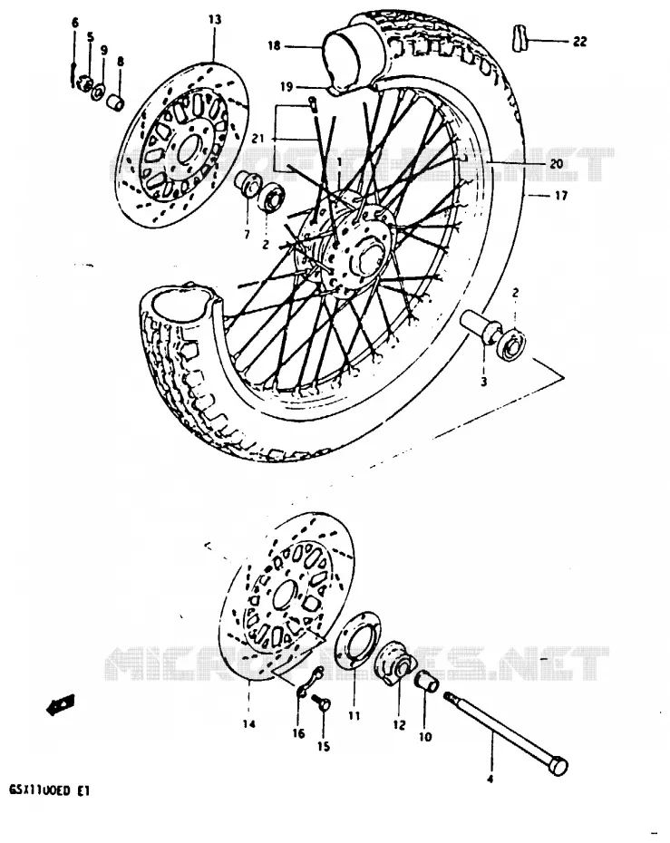 ROUE AVANT (GSX1100Z/D/XD) Suzuki MOTO 1100 GSX 1983  GSX1100D(Z/D)