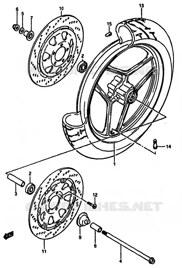 ROUE AVANT (MODELE H) Suzuki MOTO 750 GSX-R 1985  GSX-R750F(F/G/H)