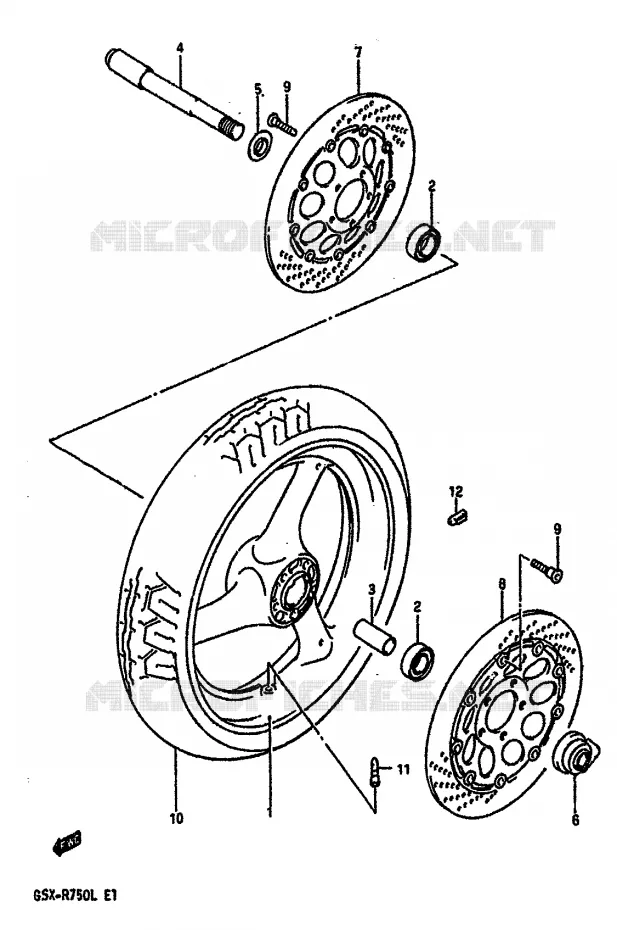 ROUE AVANT (MODELE J/K) Suzuki MOTO 750 GSX-R 1989  GSX-R750K(K/L/M)