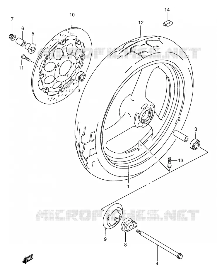 ROUE AVANT (MODELE M) Suzuki MOTO 250 GSX 1994  GSX250FR(E24)