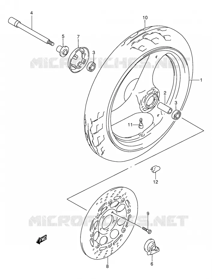 ROUE AVANT (MODELE N/P/R/T/V) Suzuki MOTO 250 GSX 1996  GSX250FT(E24)