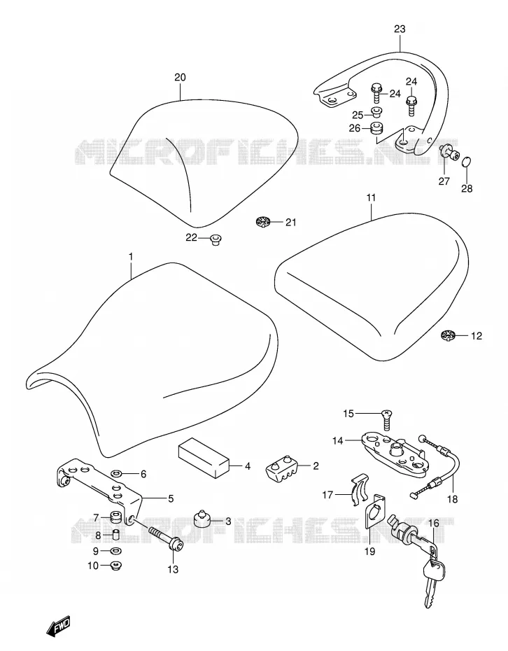 SELLE (MODELE K3) Suzuki MOTO 1300 HAYABUSA 2003  GSX1300RUZK3(E2)