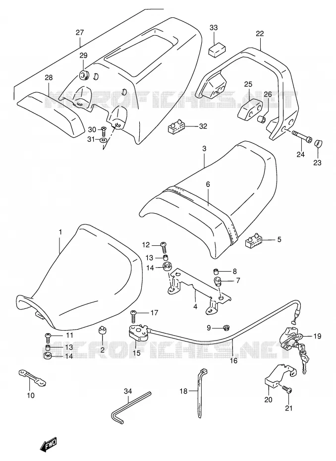 SELLE (MODELE P) Suzuki MOTO 1100 GSX-R 1996  GSX-R1100WT(E2)