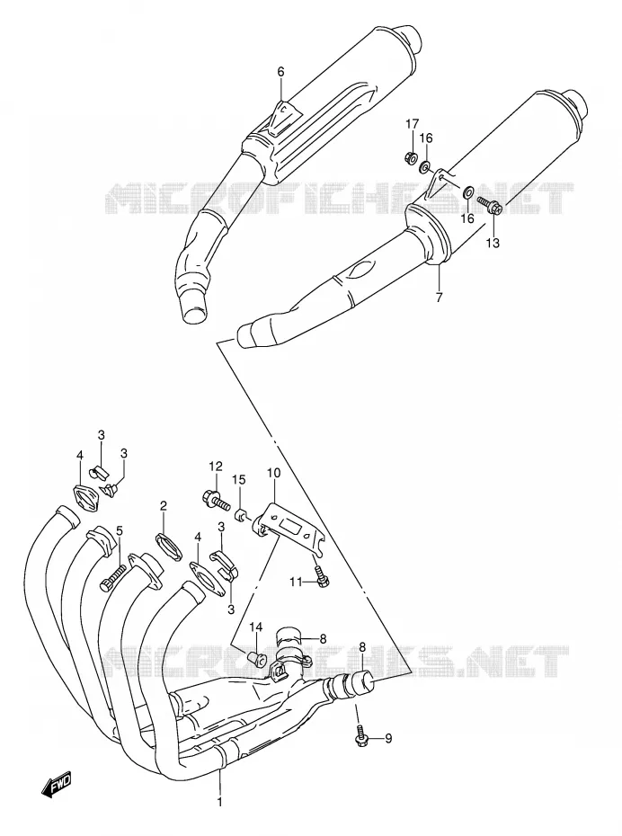 SILENCIEUX (MODELE P/R) Suzuki MOTO 1100 GSX-R 1995  GSX-R1100WSKS(E28)