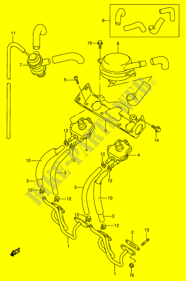 SYSTÈME DE RECYCLAGE GAZ D'ECHAPPEMENT (E18) pour Suzuki BANDIT 600 1995