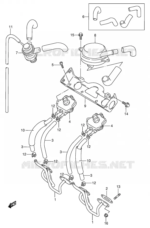 SYSTÈME DE RECYCLAGE GAZ D'ECHAPPEMENT (E18) Suzuki MOTO 600 BANDIT 1996  GSF600UT(E2)