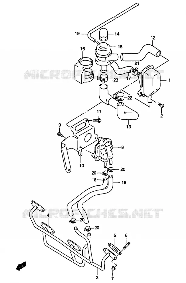 SYSTÈME DE RECYCLAGE GAZ D'ECHAPPEMENT (GSF1200SAV/SAW/SAX/SAY E18) Suzuki MOTO 1200 BANDIT 1996  GSF1200T/GSF1200ST
