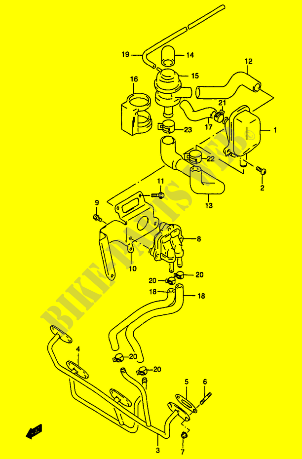 SYSTÈME DE RECYCLAGE GAZ D'ECHAPPEMENT (GSF1200SAV/SAW/SAX/SAY E18) pour Suzuki BANDIT 1200 1998