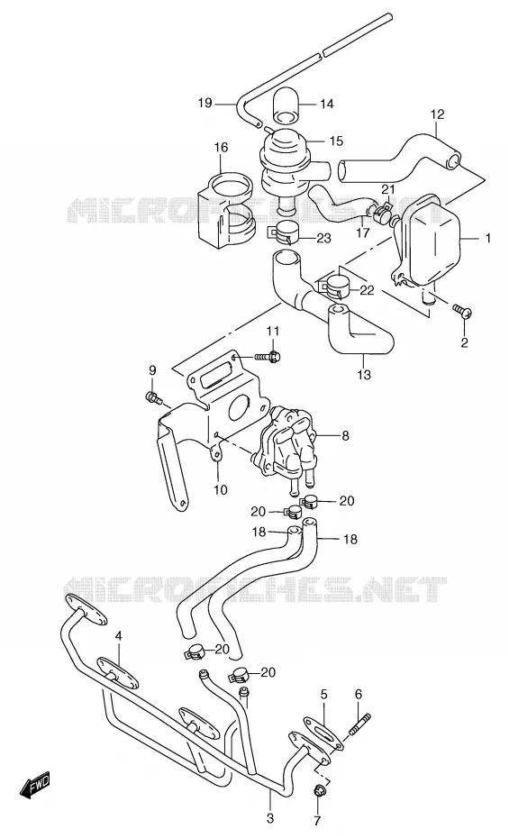 SYSTÈME DE RECYCLAGE GAZ D'ECHAPPEMENT (GSF1200SAV/SAW/SAX/SAY E18) Suzuki MOTO 1200 BANDIT 1999  GSF1200SX(E2)