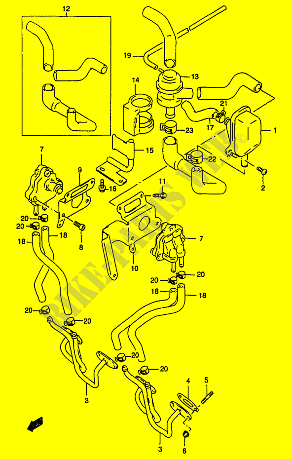 SYSTÈME DE RECYCLAGE GAZ D'ECHAPPEMENT (GSF1200ST/SV/SW/SX/SY E18) pour Suzuki BANDIT 1200 1998