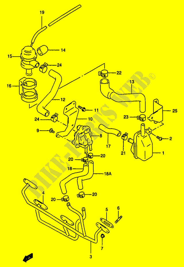 SYSTÈME DE RECYCLAGE GAZ D'ECHAPPEMENT (GSF1200W/X/Y E18) pour Suzuki BANDIT 1200 1998