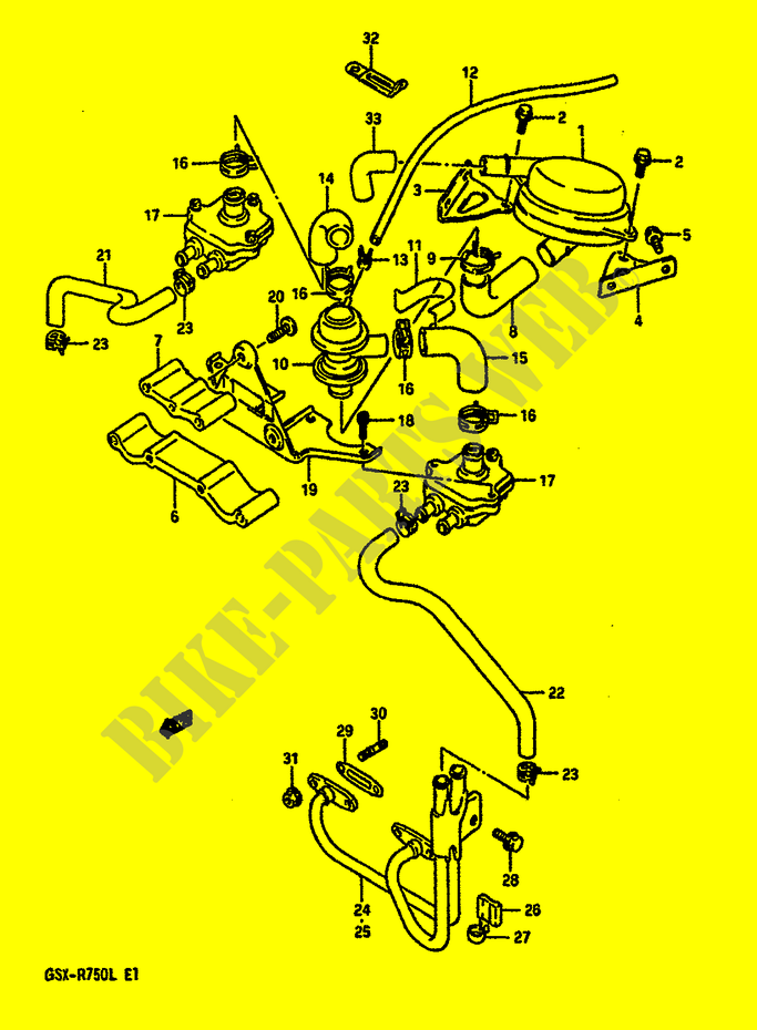 SYSTÈME DE RECYCLAGE GAZ D'ECHAPPEMENT (MODELE J/K E18) pour Suzuki GSX-R 750 1988