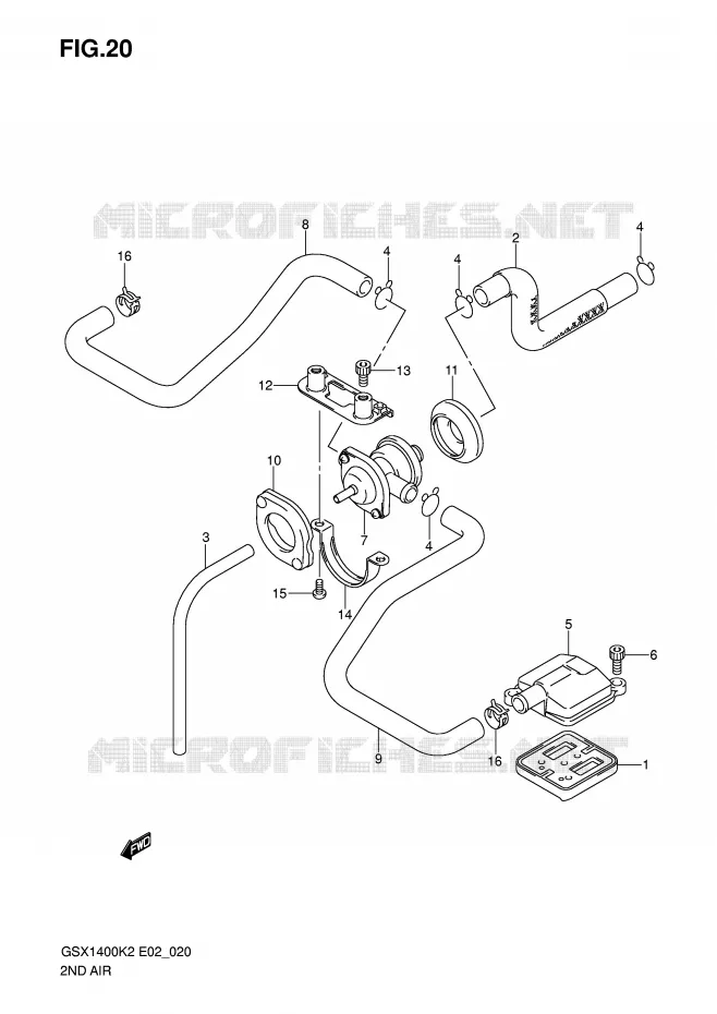SYSTÈME DE RECYCLAGE GAZ D'ECHAPPEMENT Suzuki MOTO 1400 GSX 2002  GSX1400K2(E2)