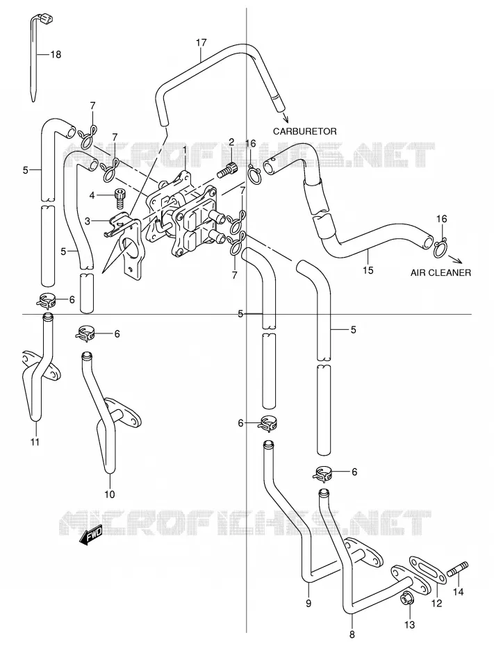 SYSTÈME DE RECYCLAGE GAZ D'ECHAPPEMENT Suzuki MOTO 600 BANDIT 2003  GSF600K3(E2)