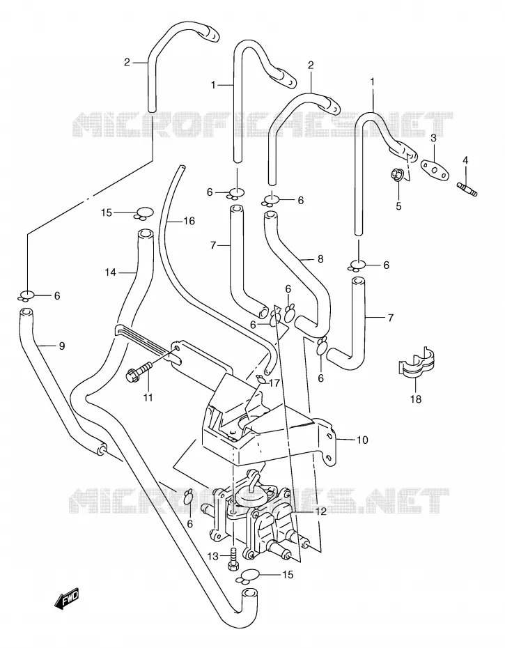 SYSTEME RECYCLAGE GAZ ECHAPPEMENT (MODELE W E18, MODELE W/X/Y E39) Suzuki MOTO 600 GSX-R 1999  GSX-R600X(E2)