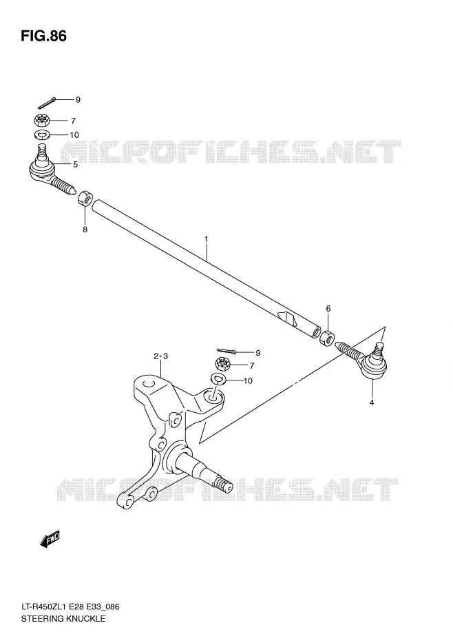 BIELLETTES DE DIRECTION - MOYEU Suzuki QUAD 450 QUADRACER 2011  LT-R450L1(E28/E33)