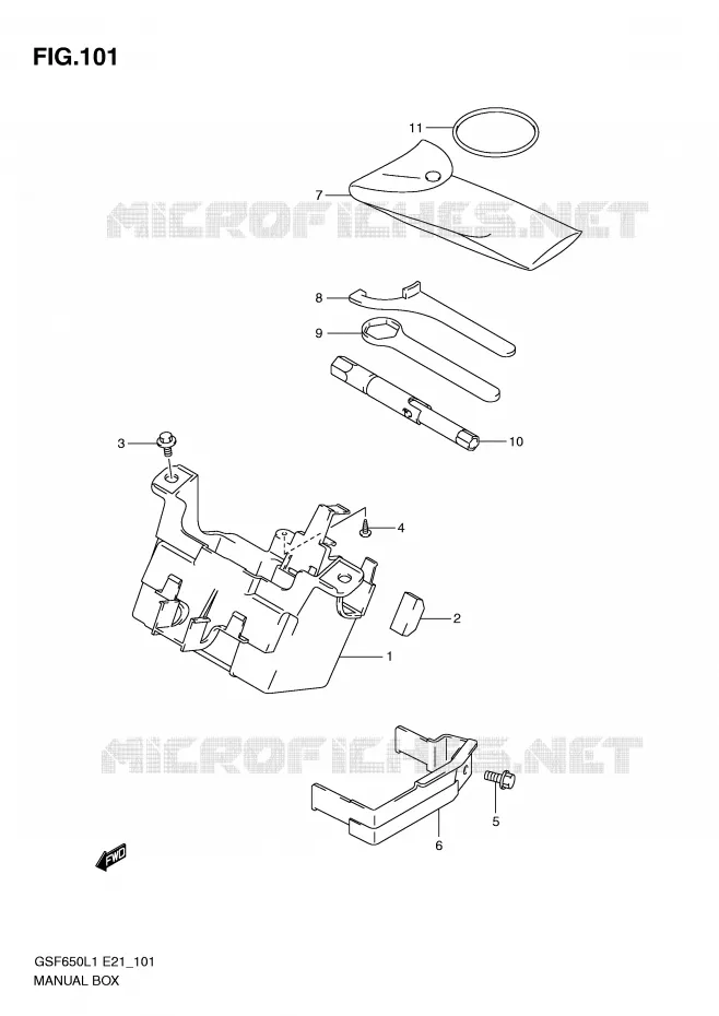BOITE - TROUSSE A OUTILS (GSF650AL1 E21) Suzuki MOTO 650 BANDIT 2011  GSF650L1(E21)