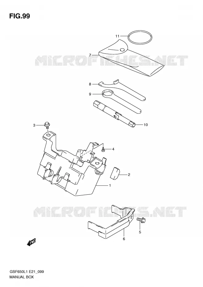 BOITE - TROUSSE A OUTILS (GSF650L1 E21) Suzuki MOTO 650 BANDIT 2011  GSF650AL1(E21)