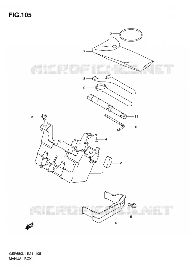 BOITE - TROUSSE A OUTILS (GSF650SAL1 E21) Suzuki MOTO 650 BANDIT 2011  GSF650SUAL1(E21)