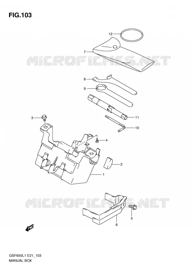 BOITE - TROUSSE A OUTILS (GSF650SL1 E21) Suzuki MOTO 650 BANDIT 2011  GSF650SAL1(E21)