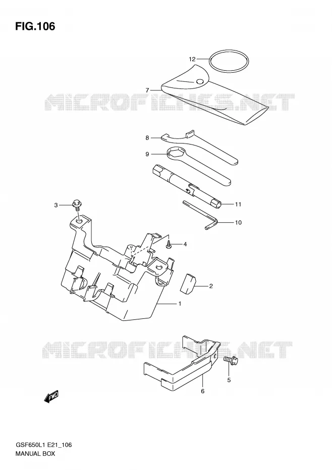 BOITE - TROUSSE A OUTILS (GSF650SUAL1 E21) Suzuki MOTO 650 BANDIT 2011  GSF650L1(E21)