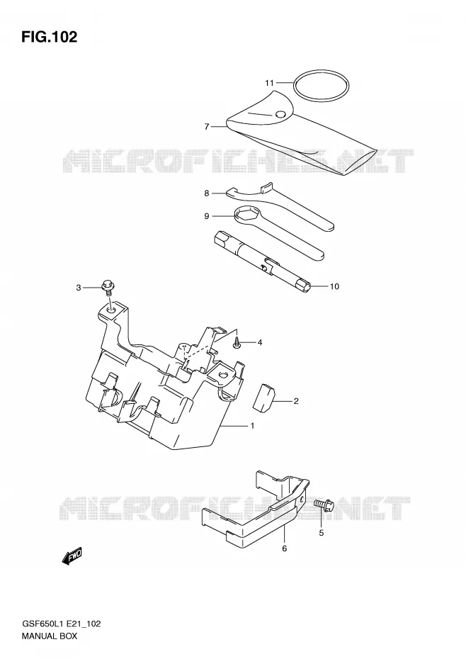 BOITE - TROUSSE A OUTILS (GSF650UAL1 E21) Suzuki MOTO 650 BANDIT 2011  GSF650SUAL1(E21)