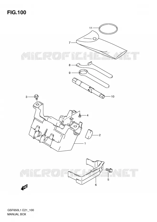 BOITE - TROUSSE A OUTILS (GSF650UL1 E21) Suzuki MOTO 650 BANDIT 2011  GSF650L1(E21)