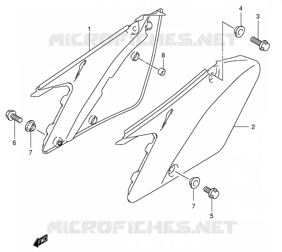 CARENAGES ARRIERE Suzuki MOTO 125 RM 2002  RM125K2(E2)