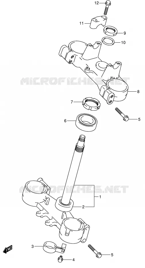 COLONNE DE DIRECTION (MODELE K1) Suzuki MOTO 125 RM 2001  RM125K1(E2)