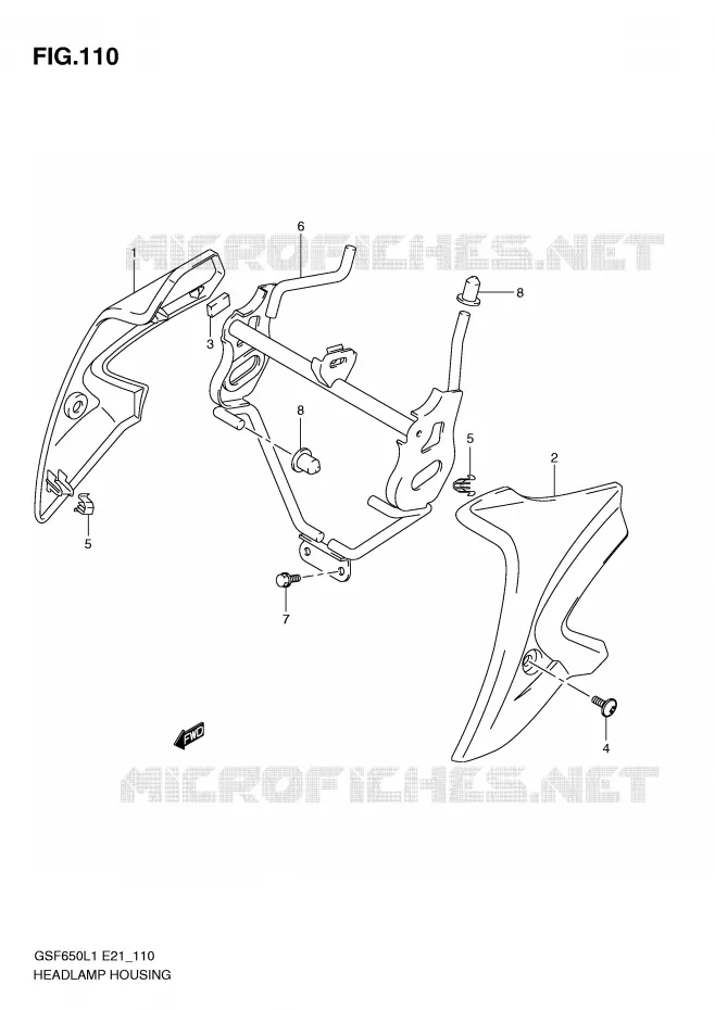 COUVERCLE DE PHARE (GSF650UAL1 E21) Suzuki MOTO 650 BANDIT 2011  GSF650SL1(E21)