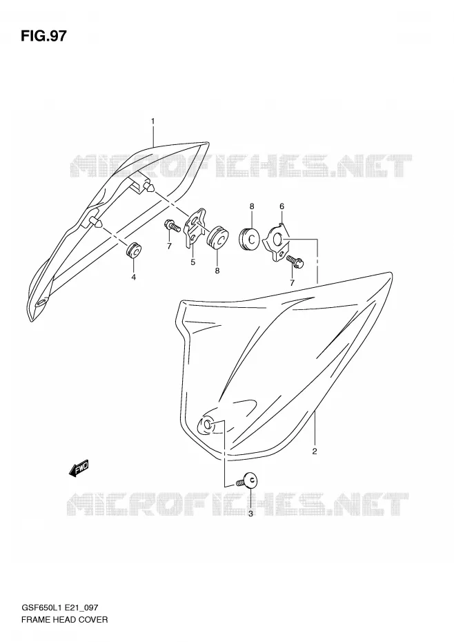COUVERCLES DE CADRE AVANT (GSF650AL1 E21) Suzuki MOTO 650 BANDIT 2011  GSF650UAL1(E21)