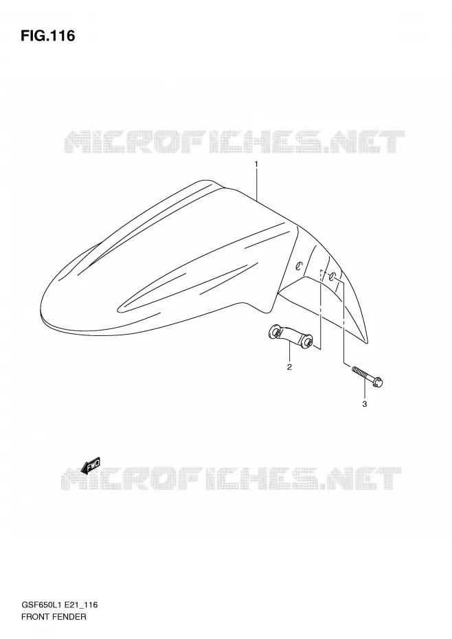 GARDE BOUE AVANT (GSF650SUL1 E21) Suzuki MOTO 650 BANDIT 2011  GSF650SL1(E21)
