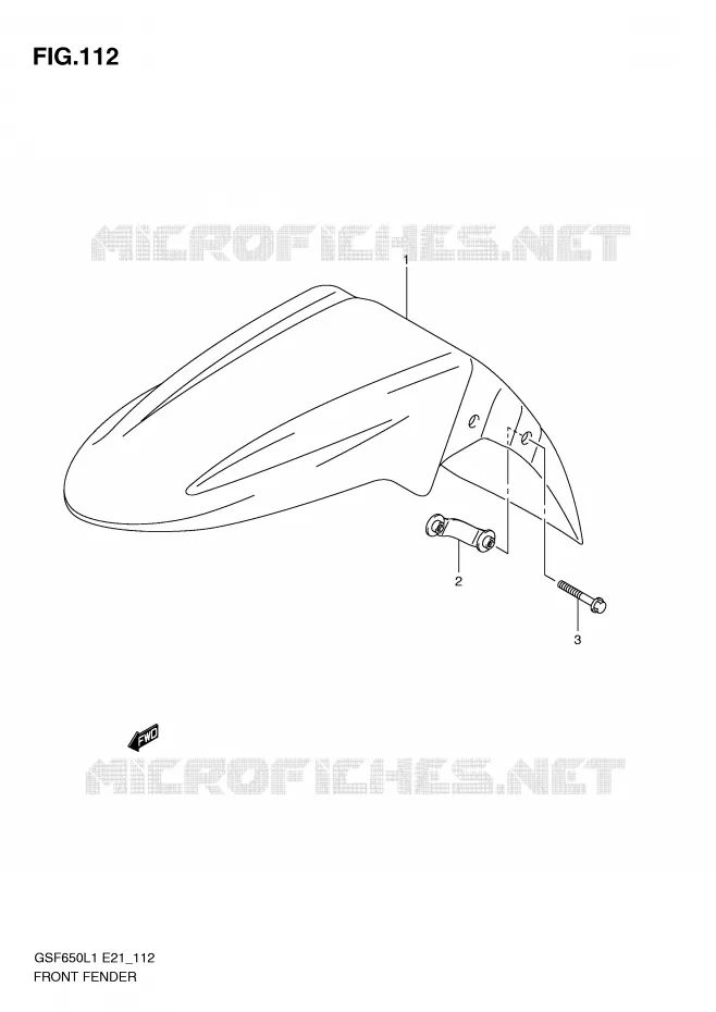 GARDE BOUE AVANT (GSF650UL1 E21) Suzuki MOTO 650 BANDIT 2011  GSF650SL1(E21)