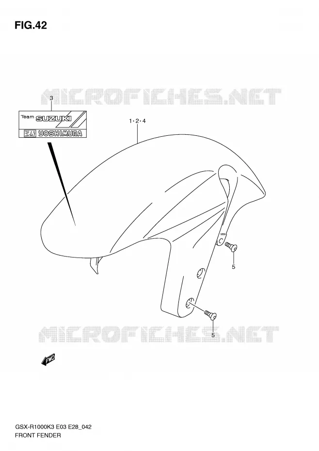 GARDE BOUE AVANT Suzuki MOTO 1000 GSX-R 2003  GSX-R1000 K3 (E03,E28,E33)