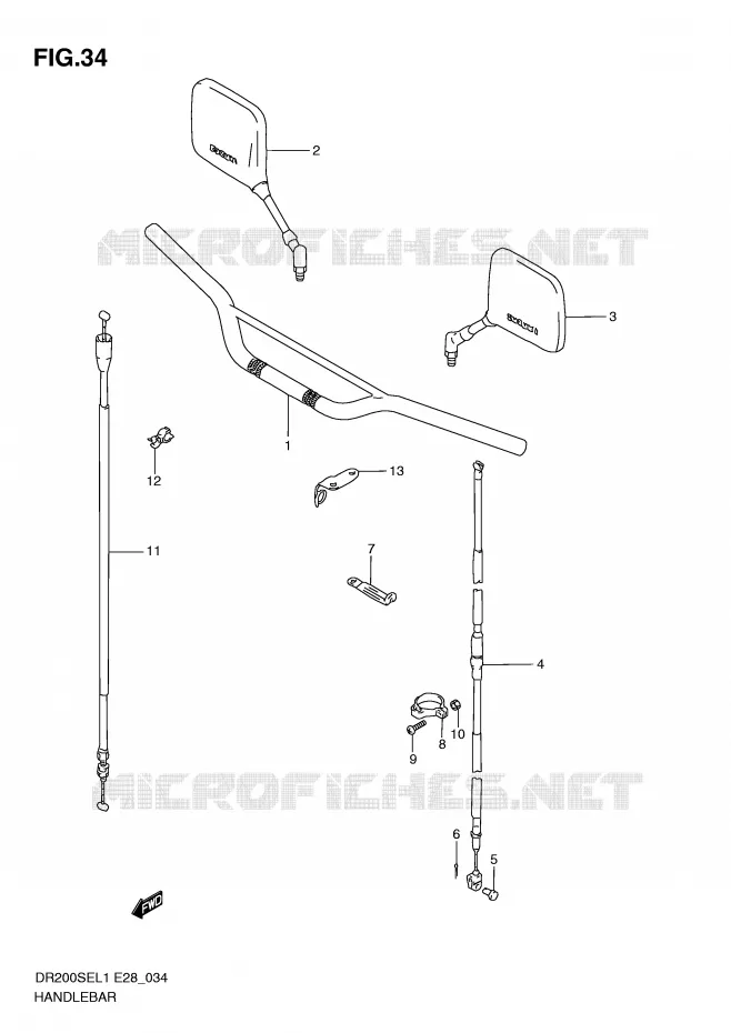 GUIDON Suzuki MOTO 200 DR 2011  DR200SEL1(E28)