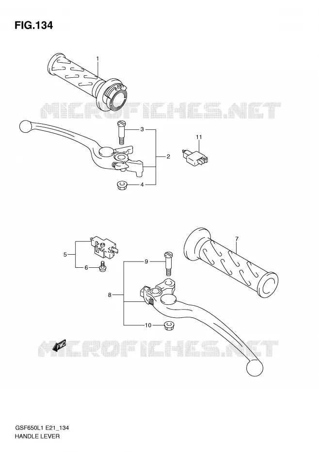 LEVIERS - POIGNEES (GSF650SUAL1 E21) Suzuki MOTO 650 BANDIT 2011  GSF650UL1(E21)