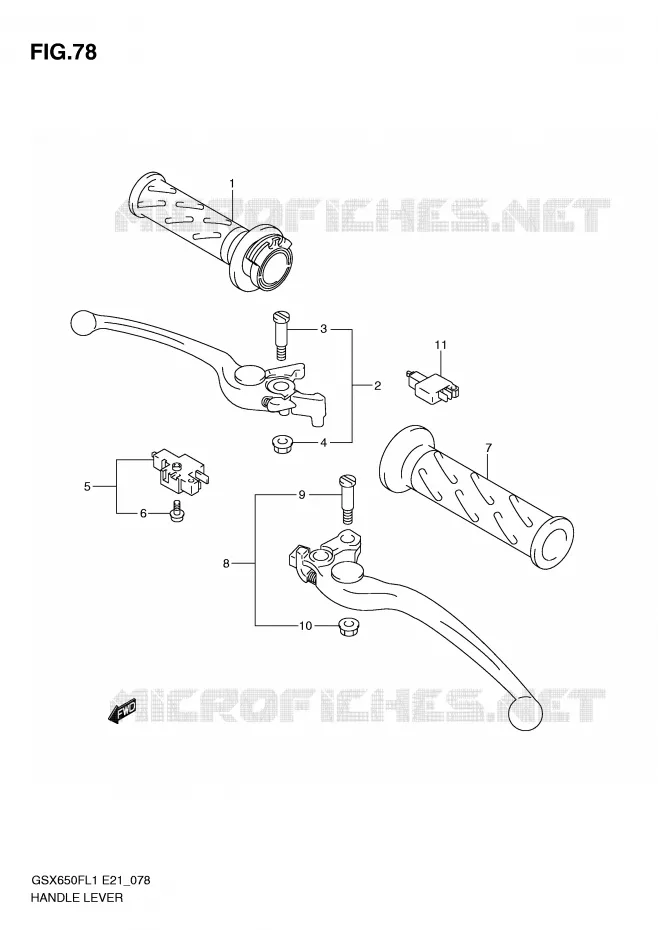 LEVIERS - POIGNEES (GSX650FL1 E24) Suzuki MOTO 650 GSX-F 2011  GSX650FUL1(E21)
