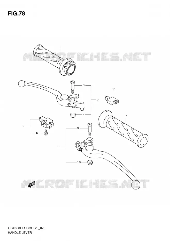 LEVIERS - POIGNEES (GSX650FL1 E33) Suzuki MOTO 650 GSX-F 2011  GSX650FAL1(E3/E28)