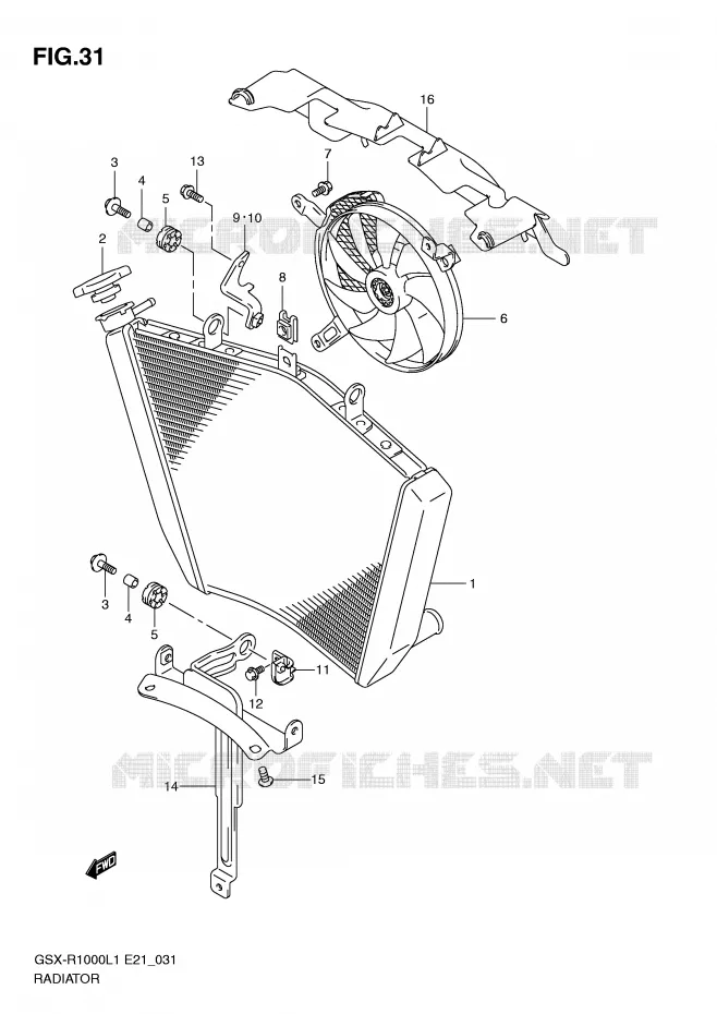 RADIATEUR Suzuki MOTO 1000 GSX-R 2011  GSX-R1000UFL1(E21)