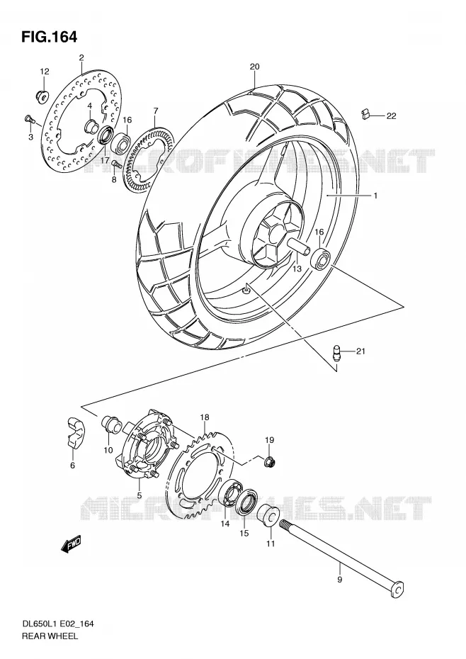 ROUE ARRIERE (DL650AL1 E2) Suzuki MOTO 650 V-STROM 2011  DL650AUEL1(E2)