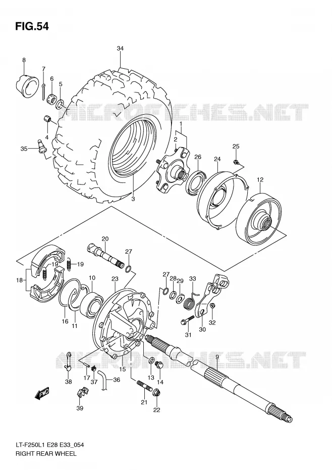 ROUE ARRIERE DROITE Suzuki QUAD 250 OZARK 2011  LT-F250L1(E28/E33)