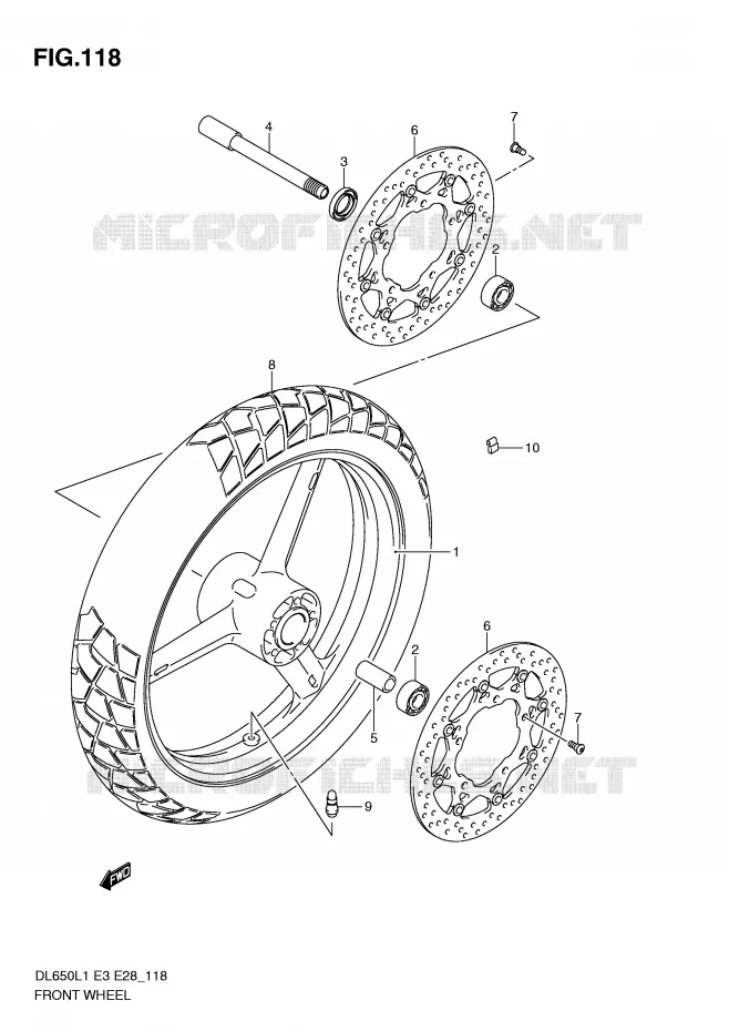 ROUE AVANT (DL650L1 E3) Suzuki MOTO 650 V-STROM 2011  DL650L1(E3)