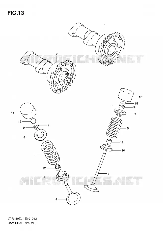ARBRE A CAMES - SOUPAPES Suzuki QUAD 450 QUADRACER 2011  LT-R450ZL1(E19)